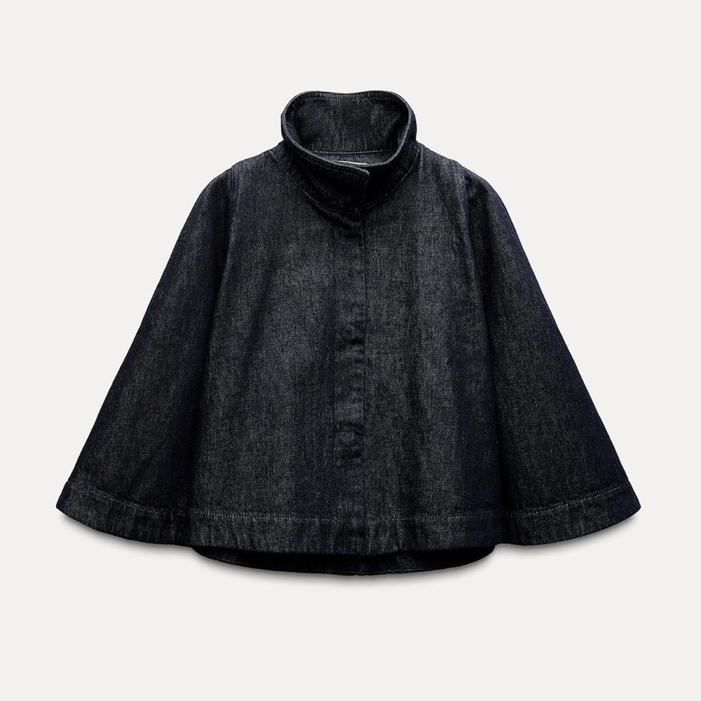 Zara ZW collection Denim cape Dark Blue NWT - Picture 5 of 8